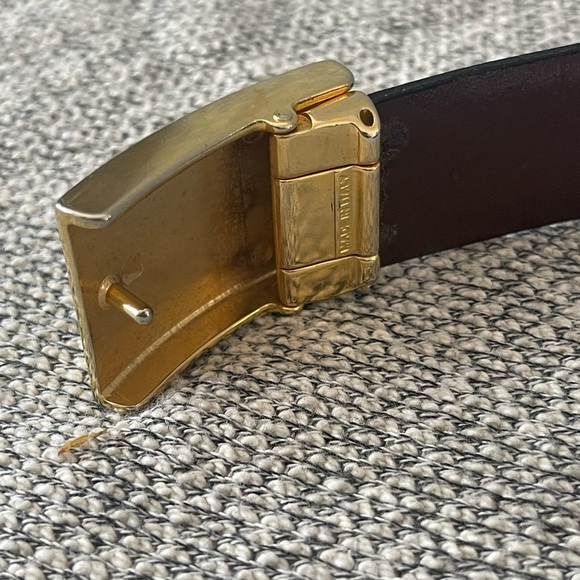 Yves Saint Laurent Black and Gold Leather Belt - Picture 3 of 16